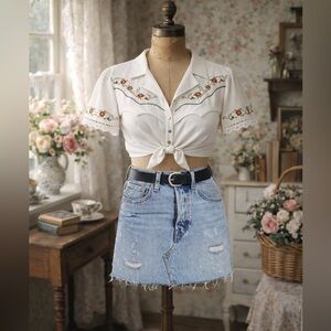 Levi Deconstructed Light Denim Mini Skirt